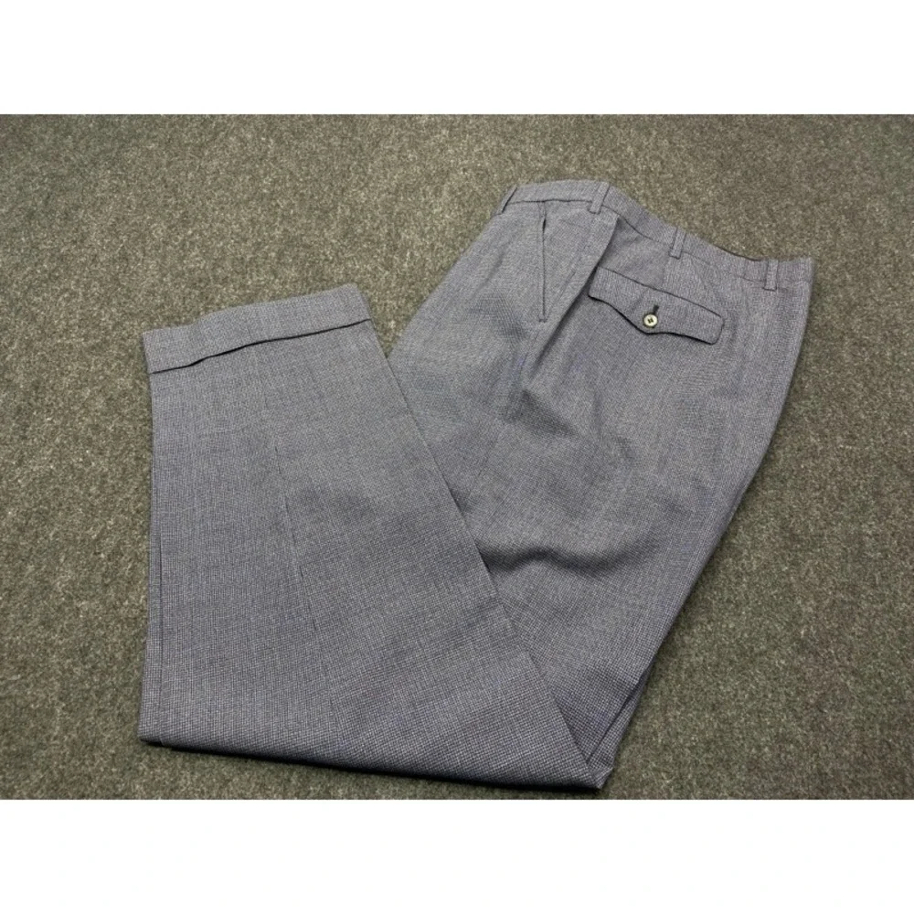 Walter Morton 2-Piece Suit Mens 48 Blue Grey Micro-Houndstooth Blazer Trousers